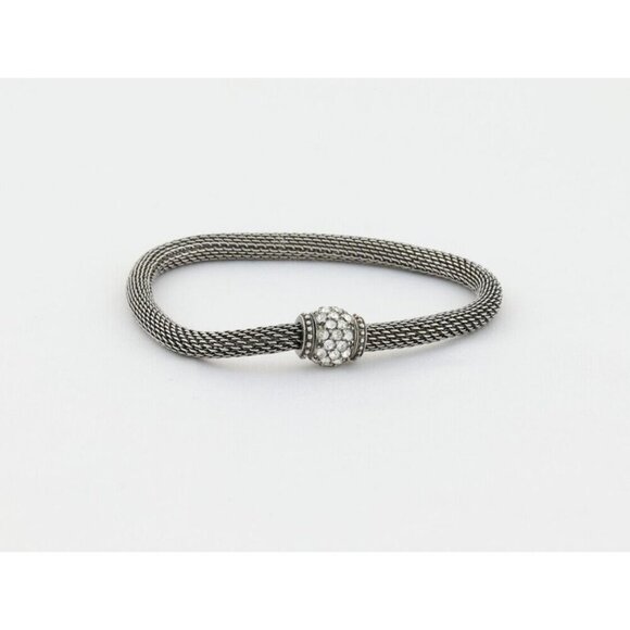 Sterling Silver Cubic Zirconia Bead Mesh Bracelet Silpada 7" - Picture 5 of 6